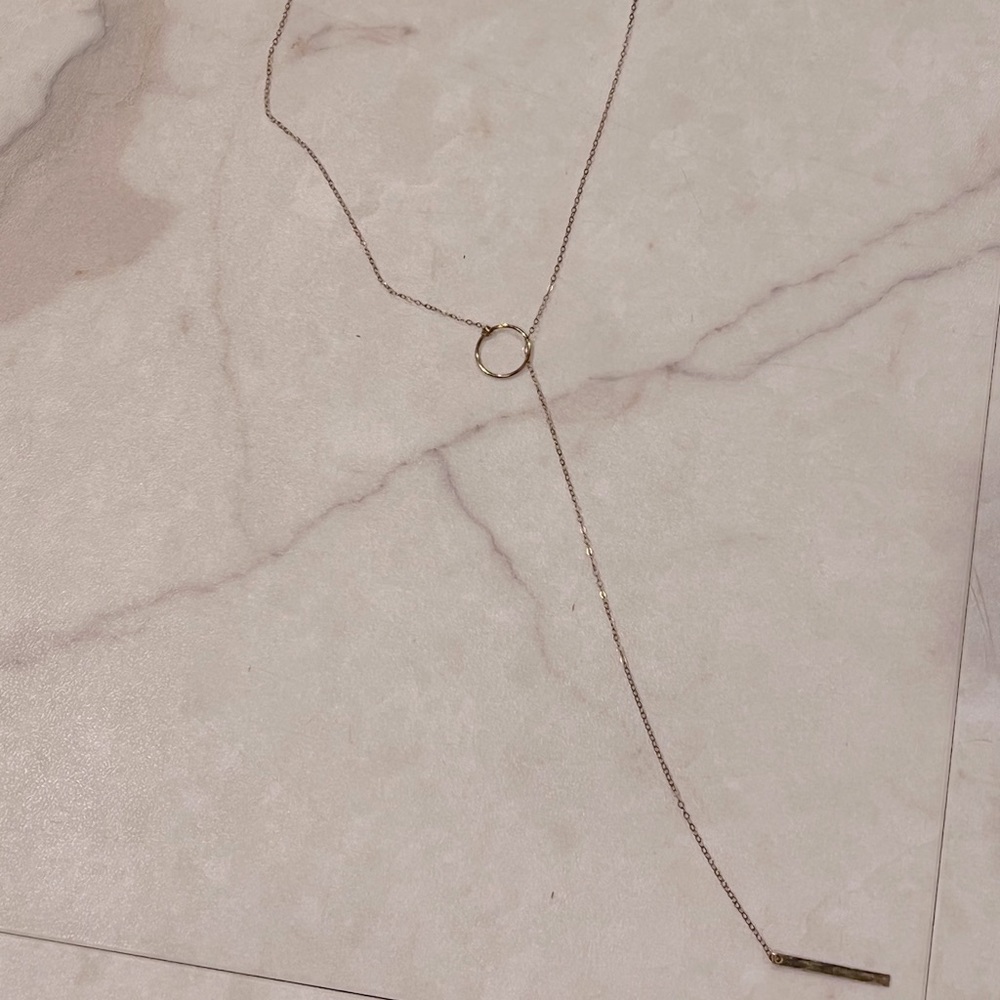 Dainty gold lariat necklace from genuine people